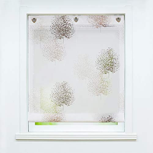 Joyswahl Voile Raffrollo mit Baummotiv Druck transparente Raffgardine mit Hakenaufhängung, ohne Bohren »Theresia« Schals Fenster Gardine BxH 80x140cm 1 Stück