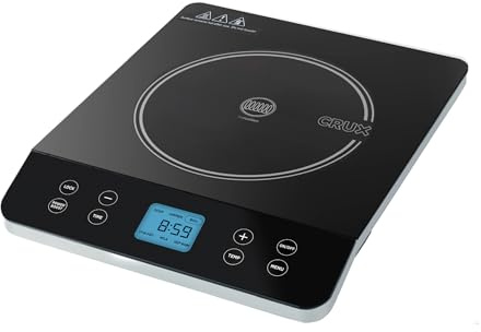 Crux Portable Induction Cooktop, Electric Hot Plate, Programmable Single Burner with Touchscreen LCD Display, Temperature Control, and Auto Shut Off, 1800 Watt, Black