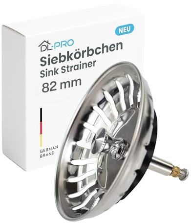 DL-pro Bonde à panier 82 mm avec tige de levage 8 x 47 mm 24 fentes compatible avec Blanco 125555 pour bonde d'évier