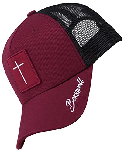 Bexxwell Trucker Cap röd/svart med kors patch (optimal passform, mössa, röd, svart, truckerkeps, cross, mössa, unisex), röd / svart, one size