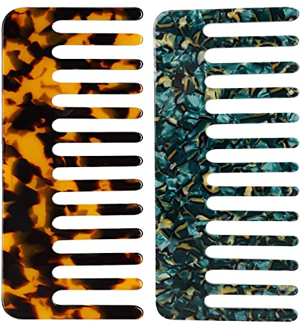 Thboxes Wide Tooth Detangling Comb For Curly Wet & Dry Hair, Dark Blue | Flexible Teeth, Scalp Friendly, Easy Sectioning, For Curls, Shower, Salon, Travel, Kids, Women, Men, Thick Strands