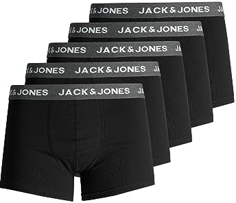 Jack & Jones Boxershorts för män, 5-pack, herrunderkläder i storlek XS–XXL, Mörkgrå melange, L