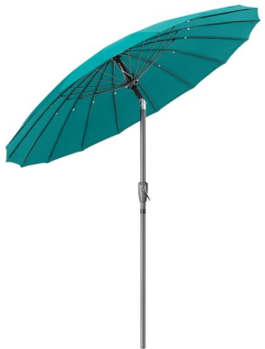 CHRISTOW Shanghai Tilting Parasol | Shanghai-Style Garden Umbrella, Vented Canopy, Crank Handle, Tilt Function, 38mm Steel Pole, 16 Ribs, UPF30+ Protection