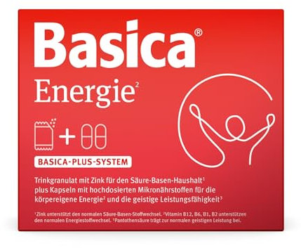 Basica Energie: Basisches Trinkgranulat und Kapseln für körpereigene Energie* und geistige Leistungsfähigkeit**, vegan, Säure-Basen-Gleichgewicht, 30er Packung