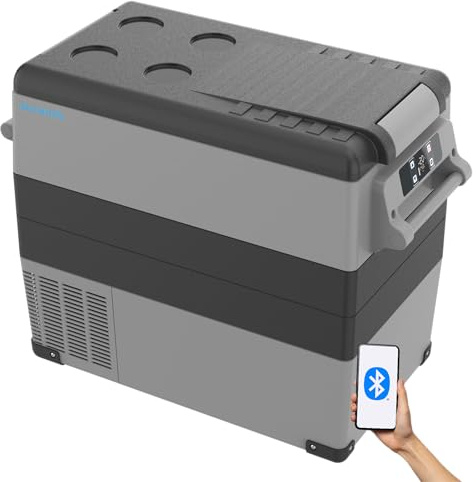 StandHeiz Tragbare Kühlbox Kompressor 55L Beste Lösung für Wohnmobile und Autos, ideal für Camping, mit Gefrierfunktion bis -20°C, betrieben mit 12V, 24V und 230V, leise und energiesparend.