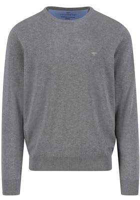 FYNCH-HATTON Tröja – SFPK210 – basic stickad tröja – rund hals casual passform – Superfin bomull, stål, 3XL