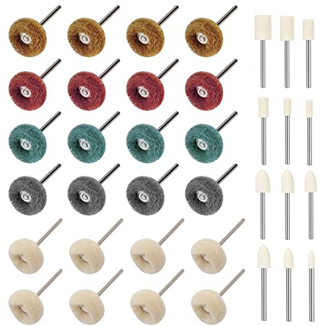 36 Pcs Abrasive Wheels, Wool Felt Polish wheel Set for Dremel Rotary Tools | Abrasive Buffing Polishing Wheels Set, for 1/8 (3mm) Shank Dremel Rotary Tools – for Metal, Wood, Jewellery & Glass Sanding