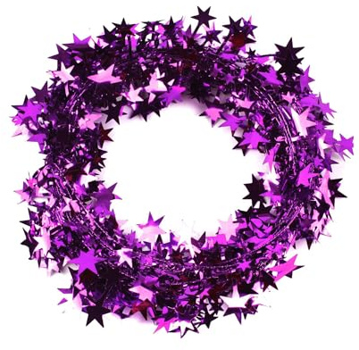 7,5m Stern Weihnachtsbaum Lametta Girlande,Weihnachtsdeko Lametta Draht Folien Girlande Banner Hängedeko Tischdeko für Party Weihnachten Geburtstag Jubiläum Silvester Karneval Fasching Deko,Violett