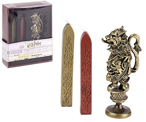 CARTOON Harry Potter Siegellack-Set, 3-teilig, Wachsstäbchen, Stempel und Siegel, Geschenkidee (Gryffindor)