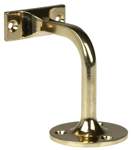 Brass Wall Handrail Bracket for Stair Handrails | Metal Wall Mount Handrail Support | Traditional Stair Rail Bracket | Single (Includes Screws)
