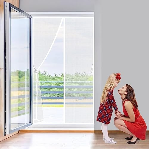 Magnetic Fly Screen Door, 85x185cm Curtains Against Fly Mosquito Door, Insect Protection Fly Curtain Mosquito Net Magnet Door, for Garage Caravan, White