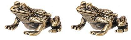 Lurtwais 2 Piece Brass Frog Figurine,Animals Brass Decor Ornaments Home Tea Table Feastival Decorations, Decorative Ornaments for Living Room, Bedroom