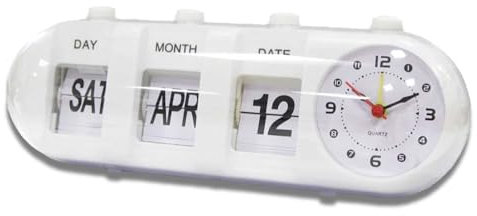 HERCHR Beside Clock With Calendar Display,Perpetual Desk Calendar with Clock,Manual Flip Alarm Digital Alarm Manual Score Board Battery Operated for Living Room