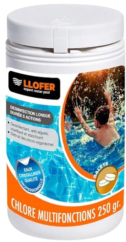 Llofer - Chlore Multifonction en Galet de 250g - 1kg - Désinfection Longue Durée 7 en 1, Haute Teneur en Chlore (92%), Fabriqué en France