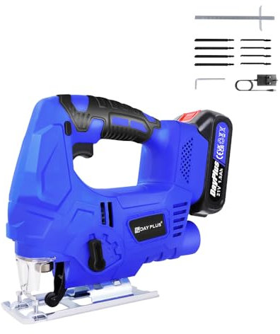 Cordless Jigsaw 800W Electric Jigsaw Tool with 8X Saw Blades, Max Cutting Depth 110mm for Cut Wood,Plastic and Metal