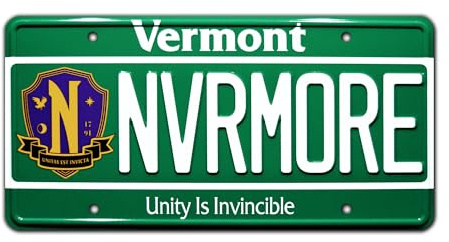 Celebrity Machines | Wednesday | Nevermore Academy | Vanity Plate, Stamped Aluminum, Metal Decorative Tag, Corrosion Resistant, Quality Novelty Sign, Wall Decoration, Wall Hanging