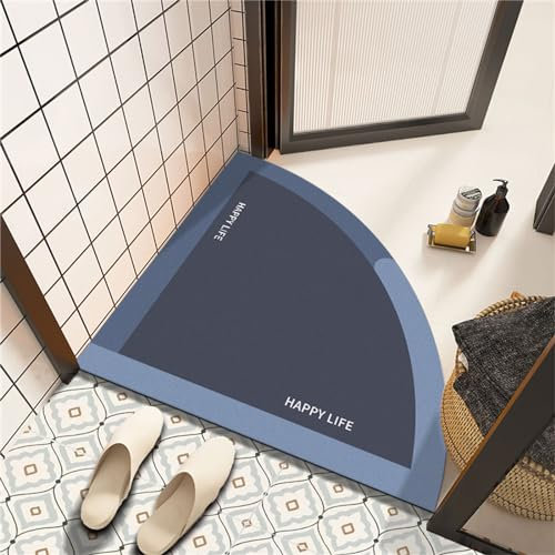 FCS Bathroom Gebogene Duschmatte Halbrund Weiche Kieselgur Badematte, wasserabsorbierend, schnell trocknend, rutschfeste Kieselgur Matte, Badteppich für Rundduschen(Size:120x120cm,Color:d)