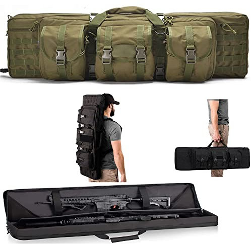 ZAANU Doppelter Schrotflintenkoffer, Outdoor, Lange Schrotflintentasche, weich gepolsterte Schrotflintentasche, Airsoft-Gewehrkoffer, taktischer Gewehrkoffer, Gewehrrucksack für die Jagd