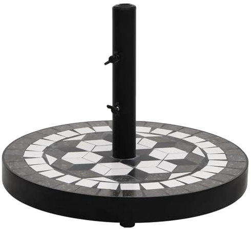 ShGaxin Base de Parasol Noir et Blanc Rond 12 kg,Pied De Parasol,Pied De Parasol Lourd,Pied De Parasol sur roulettes