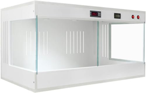 YIJIEHH Terrarienbehälter für Reptilien, Panorama-Glas, Warmhaltetank, Haustier-Futterbox, transparenter Lebensraum-Käfige mit Panorama-Glas, Futterbox für ultimativen Komfort, Weiß, 60 x 40 x 40 cm