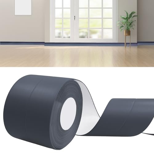 DIKARIYA Weichsockelleiste Selbstklebend Dunkelgrau 6M Sockelleiste 30x30mm | Sockelleiste Selbstklebend PVC Fussleisten Wasserdicht Flexible Leisten Abschlussleiste Knickleiste für Küche Bad Badezimmer