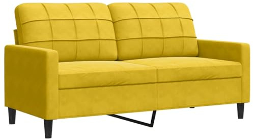 vidaXL Sofa 2-Sitzer, Polstersofa Doppelsofa für Wohnzimmer, Couch Loungesofa Metallgestell, Zweisitzer Samtsofa Sitzmöbel, Modern, Gelb 140cm Samt
