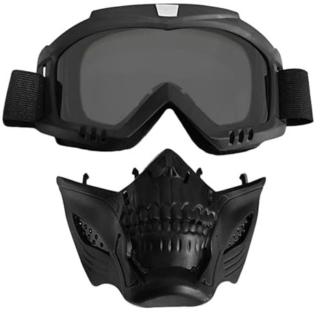 Motorradbrille mit abnehmbarer Gesichtsmaske, Skibrille | Schutzbrille für Motorrad, Offroad Radfahren | warme Antibeschlag-Brille Airsoft Maske Dirtbike ATV Motocross Mond