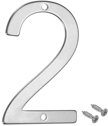 M METERXITY 1-Pack House Number, 3 Inch 304 Stainless Steel Mailbox Number Door Number Signage for Garden/Hotel/Mailbox/Address/Sign, House Number for Outside [Number 2, Silver]