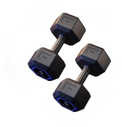 MAGIC SELECT Set de 2 Mancuernas 5Kg de PVC Y Hierro de Arena, Pesas de Gimnasio, Mancuernas Antideslizantes, Ideales para Entrenamiento de Fuerza y Gimnasio en Casa, Pesas Ergonómicas Fitness.