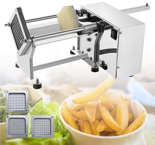 Electric French Fry Cutter with 3 Blades, 304 Stainless Steel Potato Slicer, Electric Vegetable Cutter for Home & Commercial Use, 200-300 Kg/H