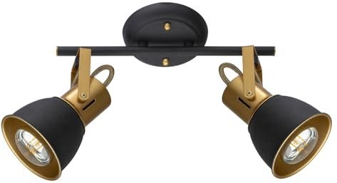 ARTE LAMP Deckenstrahler LED 2-flammig Industrielle Deckenleuchte & Deckenspots für Küche, Gold, Schwarz, E14, schwenkbar, 28 x 9 x 22 cm