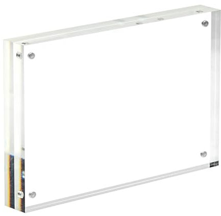 Hinapan 1 cadre photo en acrylique - Sans cadre - Magnétique - Transparent - Double face - Pour la famille, les animaux de compagnie, les amis - Transparent - 9 x 13 cm