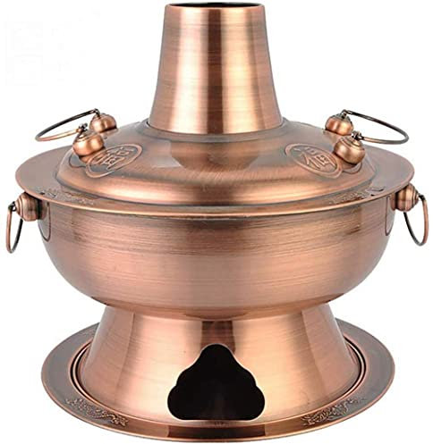 Pentola Accacio Inox con Coperchio Pentola per brodo, casseruola, pentola per cucinare, pentola in rame e acciaio inossidabile, tradizionale, carbone, riscaldato, zuppa, bollitore a vapore,