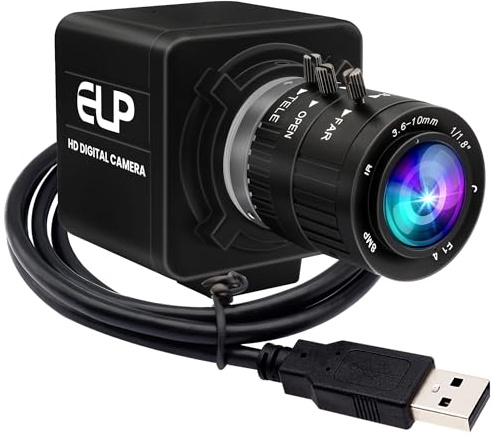 ELP 12mps USB Camera Manual Zoom Computer Camera 1080P 120fps Variable Focus Lightburn High Speed Camera 3.6-10mm 3X Zoom USB2.0 PC Cam Varifocal USB Security Webcam