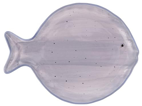 Villa d'Este Home Tivoli 1996 Plato llano individual de porcelana, 25,3 x 19 cm, estilo costero, gris, Kos