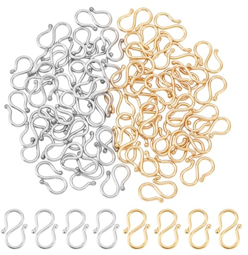 UNICRAFTALE 60 Stück 2 Farben S Haken Verschlüsse Edelstahl Halskettenverschlüsse Metall S Haken Verschlüsse Für Halsketten Armbänder Schmuckherstellung Und Heimwerkerarbeiten 12mm Lang