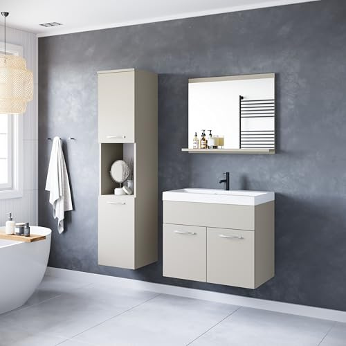 PIASKI Conjunto de Muebles de baño Montreal, Juego de Muebles baño pequeño, Lavabo Incluido, Distintos Colores (Beige cashmir)
