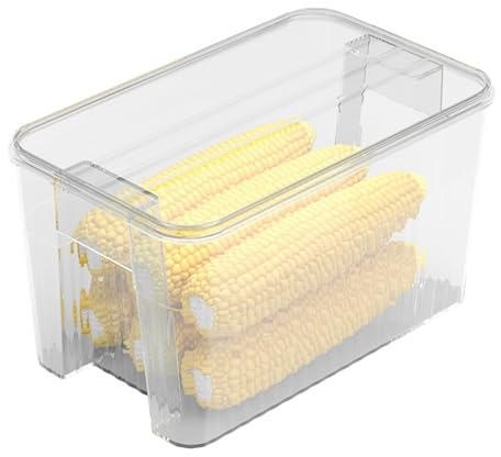ANKROYU Fridge Storage Box Refrigerator Food Container Space Saving Kitchen Organizer with Clear Lid for Vegetables Fruits Condiments PET Material Large Capacity (M)