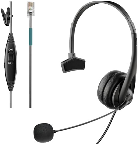 Voistek RJ9 Mono Telephone Headset with Noise Canceling Microphone for AVAYA Aastra Allworx Adtran Alcatel Lucent AltiGen Comdial Digium Gigaset InterTel Mitel Polycom Plantronics MiVoice Landline