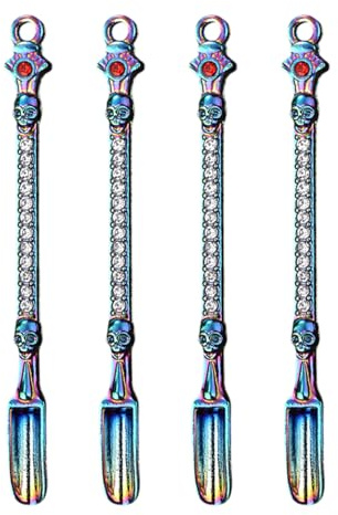KinetiCore 4 Pcs Mini Shovel Spoons, Food Grade Alloy Steel Small Powder Scoops, Portable Metal Spoons with Keychain Hole for Spices, Medicine, Crafts & Kitchen