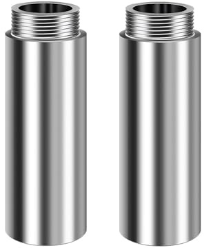 Lot de 2 rallonges de robinet en acier inoxydable 3/4 x 50 mm - Rallonge filetée DN20 - 50 mm - Raccord fileté G3/4 - Pour robinets, valves d'angle, têtes de douche