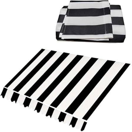 Ukkajovlex Tela De Repuesto para Toldo, Lona De Toldo por Metros，2x1.5~7x4m Tela Parasol Rayas，Lonas para Pergolas，Lona Recambio para Toldo Jardín Patio Terraza Balcón Exterior(Black,2.5x1.5m)