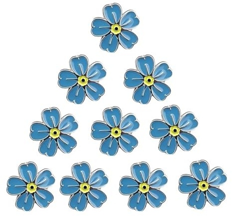 Durlo 10 Pines Conmemorativos De Nomeolvides, Broche Con Forma De Trébol De Cuatro Hojas Y Flor De Cerezo, Pin De Solapa Con Flor De Nomeolvides, Regalos Conmemorativos De Recuerdo.