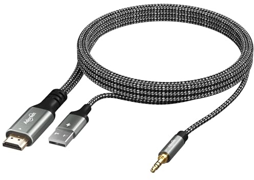 192KHz Unidirectional HDMI ARC/eARC to 3.5mm AUX Audio Extractor Splitter Converter Cable 6 Ft, USB Powered Stereo Adapter for TV to Home Theater Systems Amplifier Old Speaker -Plug & Play