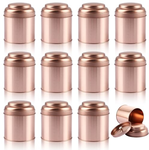 LDXDRU 12er Teedosen für losen Tee, Teedose luftdicht mit 2 Deckel, Tee Vorratsdosen Tee Behälter metall Klein Runde, Aufbewahrung Aromadicht für Tee, Kaffee, Zucker, lose Blätter, Teebox für Frische