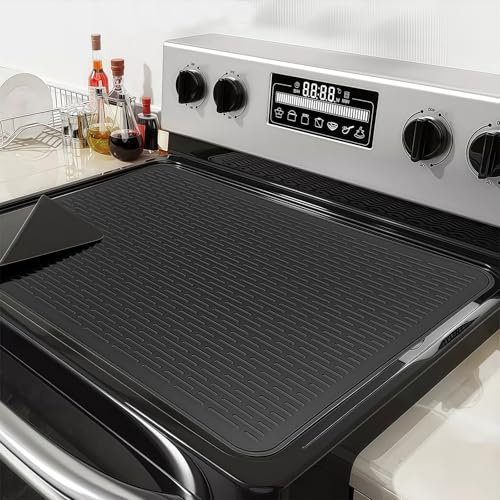 Silicone Hob Stove Top Cover, 86 x 56 cm Grey Silicone Stove top Cover, Hob Covers for Electric Cookers, Induction Hob Protector for Ceramic hob Heat Resistant Glass top Cover