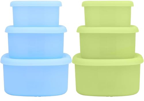 Joygoodta Contenitori per Alimenti in Silicone da 6 Pezzi/2 Set, contenitori per Il Pranzo in Silicone da 8 + 16 + 24 Once, per la Preparazione dei pasti a Incastro per Pranzo, avanzi, fr