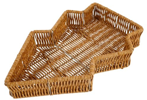 Ipetboom Panier Noël en Imitation Rotin Tressé Main de Sapin Plateau de Service Festif pour Présentation de Pâtisseries Snacks et Fruits Organisateur Cuisine pour Table de Réutilisable