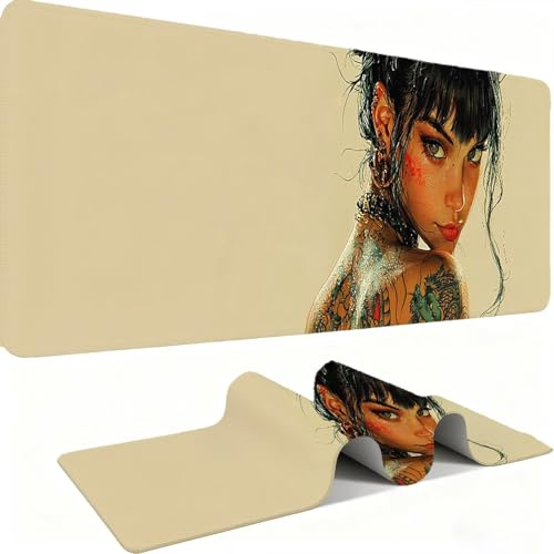 Tapis de Souris 600x300mm Tapis Souris Gamer, Mousepad de Bureau Ultra Mince Base en Caoutchouc Antidérapante Lavable la Vitesse et la précision Améliorées pour PC, Ordinateur, Travail-Femme 2 C0P-314