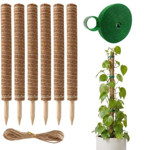6 Stück Moosstab Monstera,40CM biegbarer Kokosstab Rankhilfe Pflanzenstütze